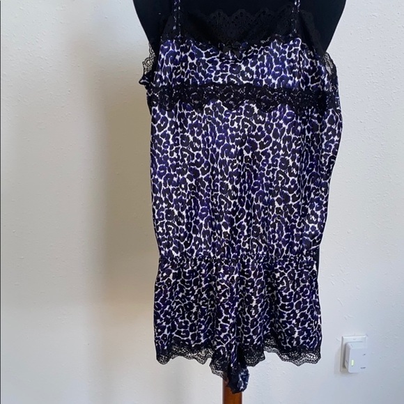 Victoria’s Secret lingerie Blue animal print leopard satin romper stretch - Picture 7 of 11